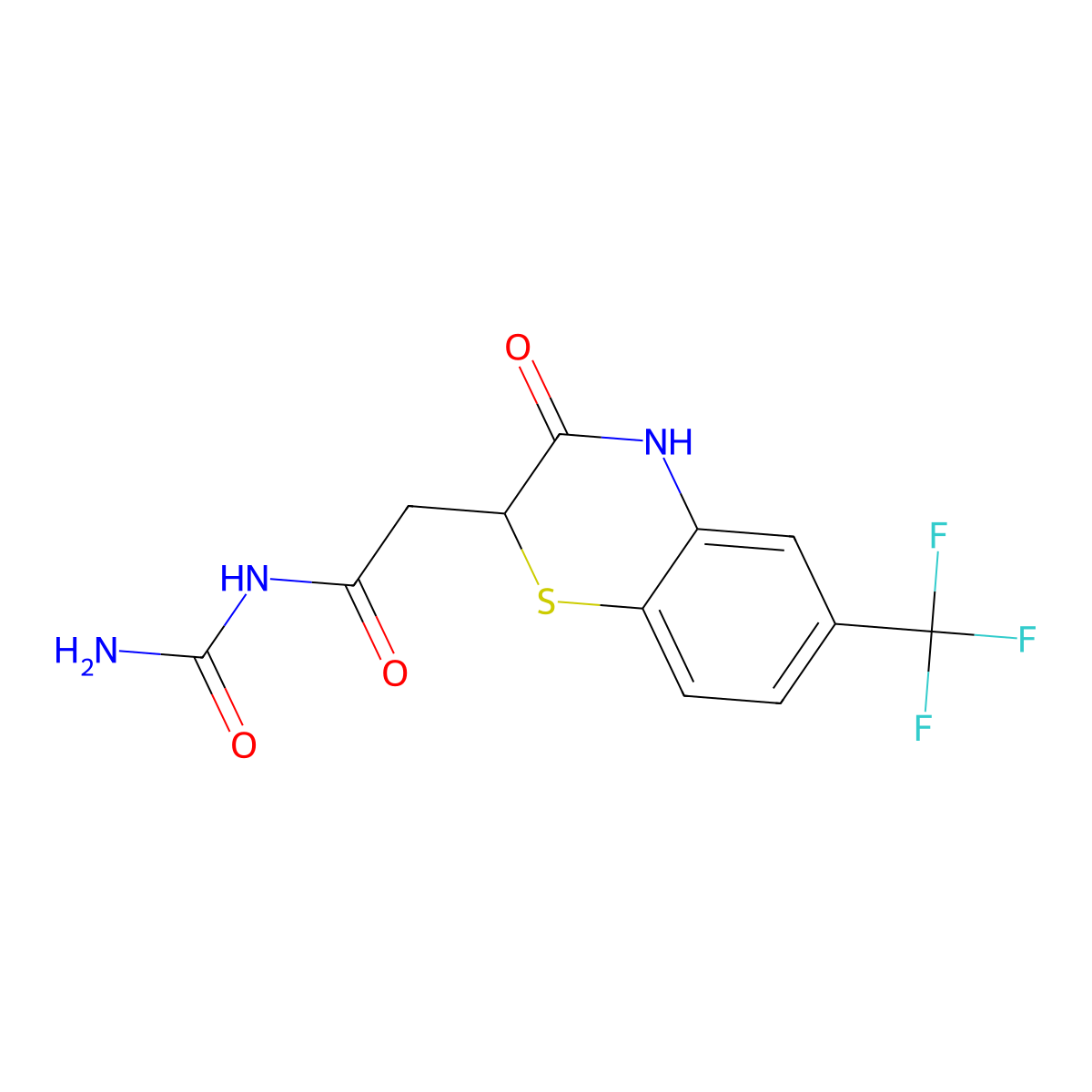 N-carbamoyl-2-(3-oxo-6-(trifluoromethyl)-3,4-dihydro-2H-benzo[b][1,4]thiazin-2-yl)acetamide molecular structure, CAS 458527-30-5