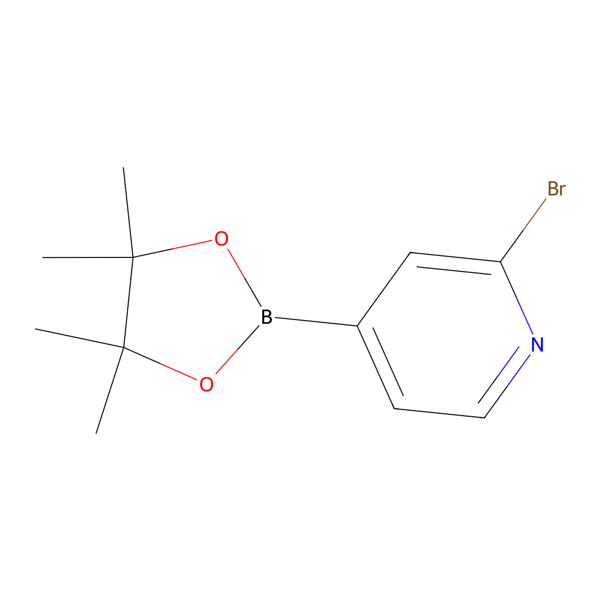 2-Bromo-4-(4,4,5,5-tetramethyl-1,3,2-dioxaborolan-2-yl)pyridine molecular structure, CAS 458532-82-6