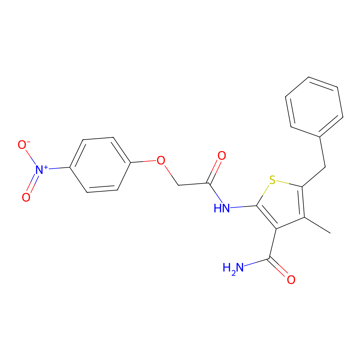 5-Benzyl-4-methyl-2-[[2-(4-nitrophenoxy)acetyl]amino]thiophene-3-carboxamide molecular structure, CAS 458535-63-2
