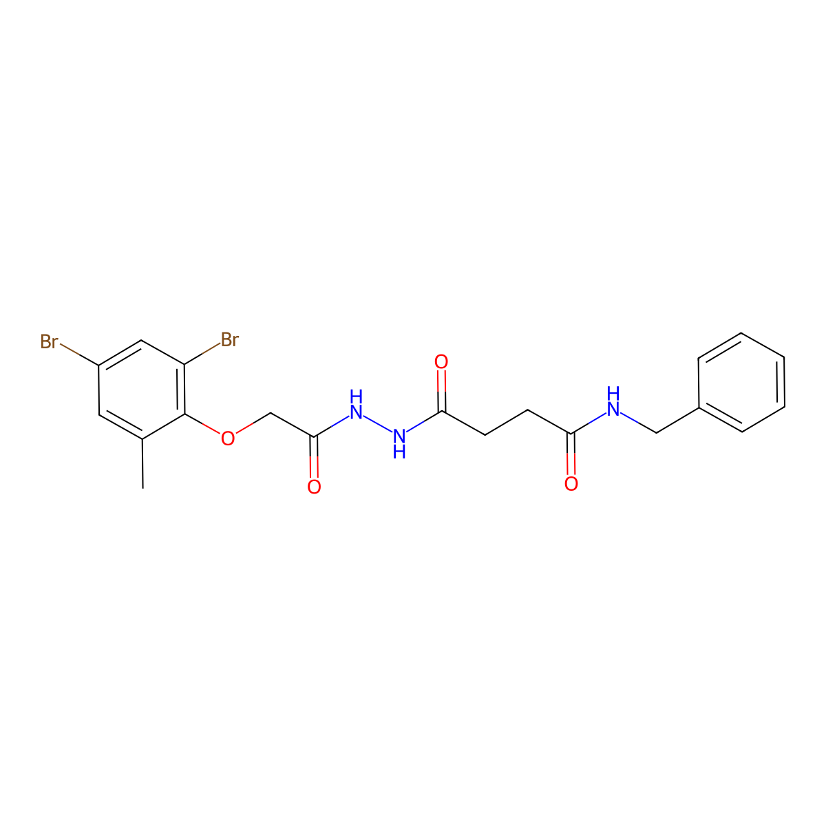 N-benzyl-4-{2-[(2,4-dibromo-6-methylphenoxy)acetyl]hydrazino}-4-oxobutanamide molecular structure, CAS 458537-02-5