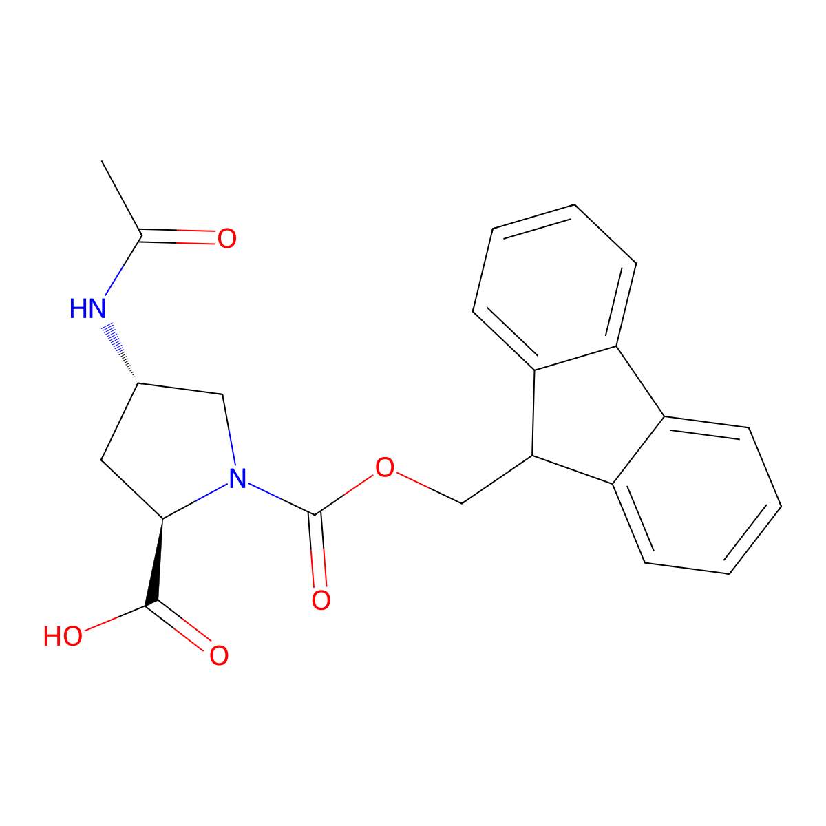 (4S)-4-(Acetyl-amino)-1-Fmoc-D-proline molecular structure, CAS 458547-14-3