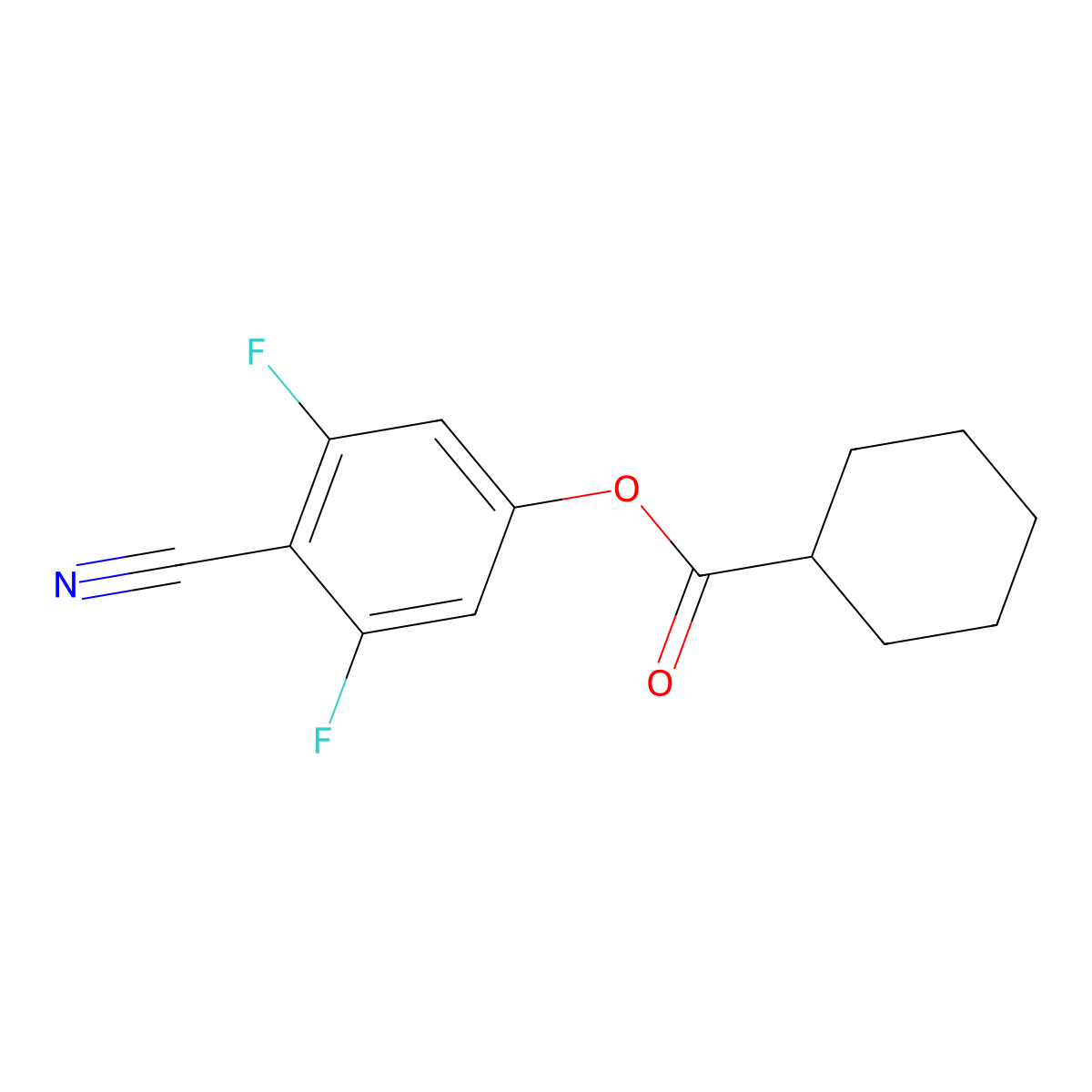 Cyclohexanecarboxylic acid 4-cyano-3,5-difluorophenyl ester molecular structure, CAS 458549-24-1