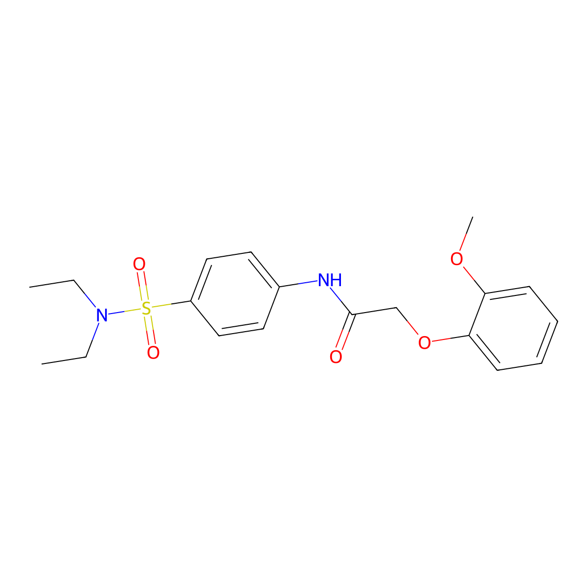 N-{4-[(diethylamino)sulfonyl]phenyl}-2-(2-methoxyphenoxy)acetamide molecular structure, CAS 458552-75-5