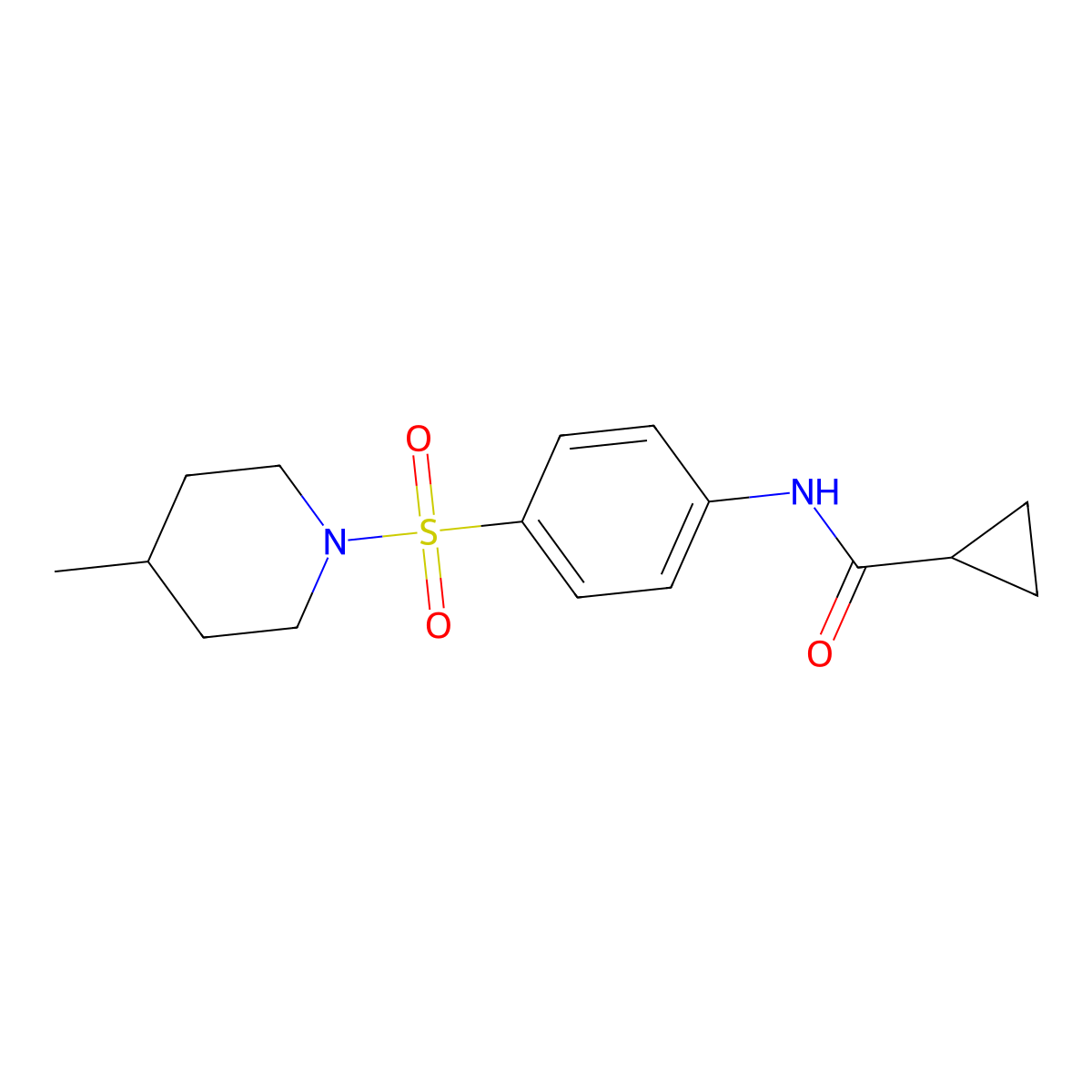 N-[4-(4-methylpiperidin-1-yl)sulfonylphenyl]cyclopropanecarboxamide molecular structure, CAS 458554-46-6