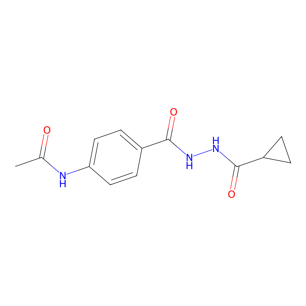 N-(4-{[2-(cyclopropylcarbonyl)hydrazino]carbonyl}phenyl)acetamide molecular structure, CAS 458554-72-8
