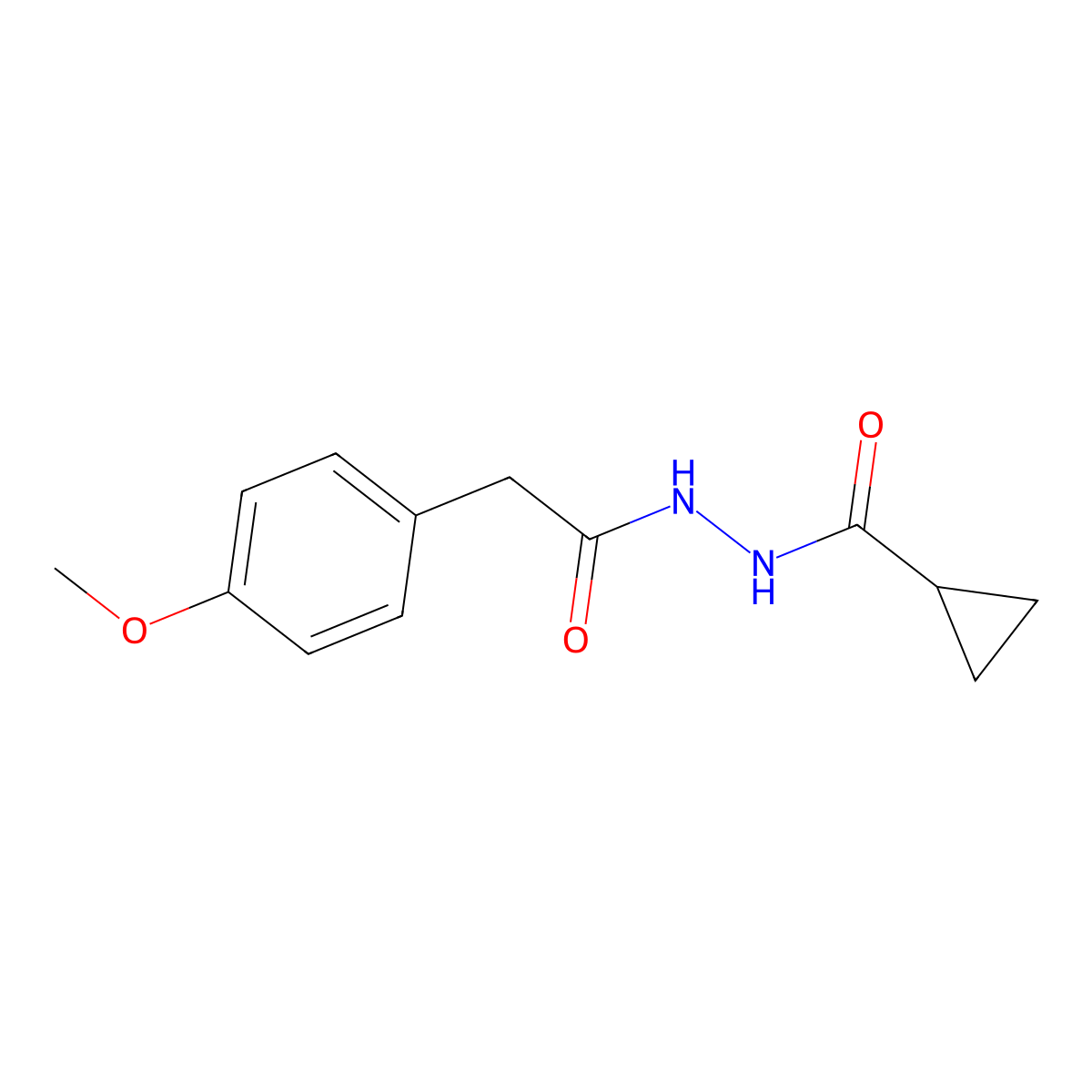 N'-[2-(4-methoxyphenyl)acetyl]cyclopropanecarbohydrazide molecular structure, CAS 458554-80-8