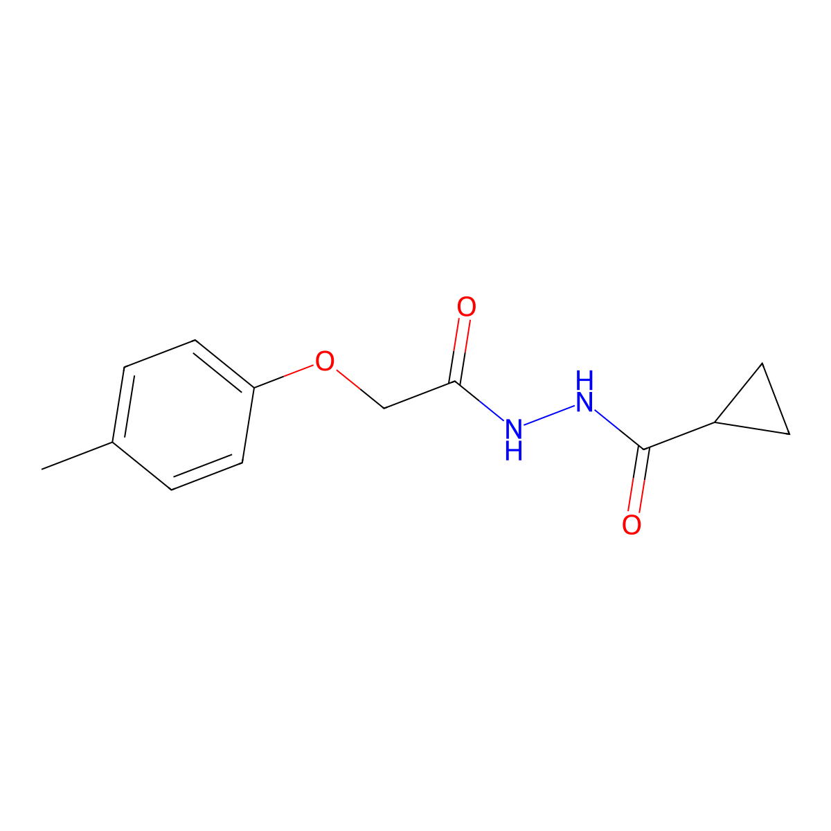 N'-[2-(4-methylphenoxy)acetyl]cyclopropanecarbohydrazide molecular structure, CAS 458554-88-6