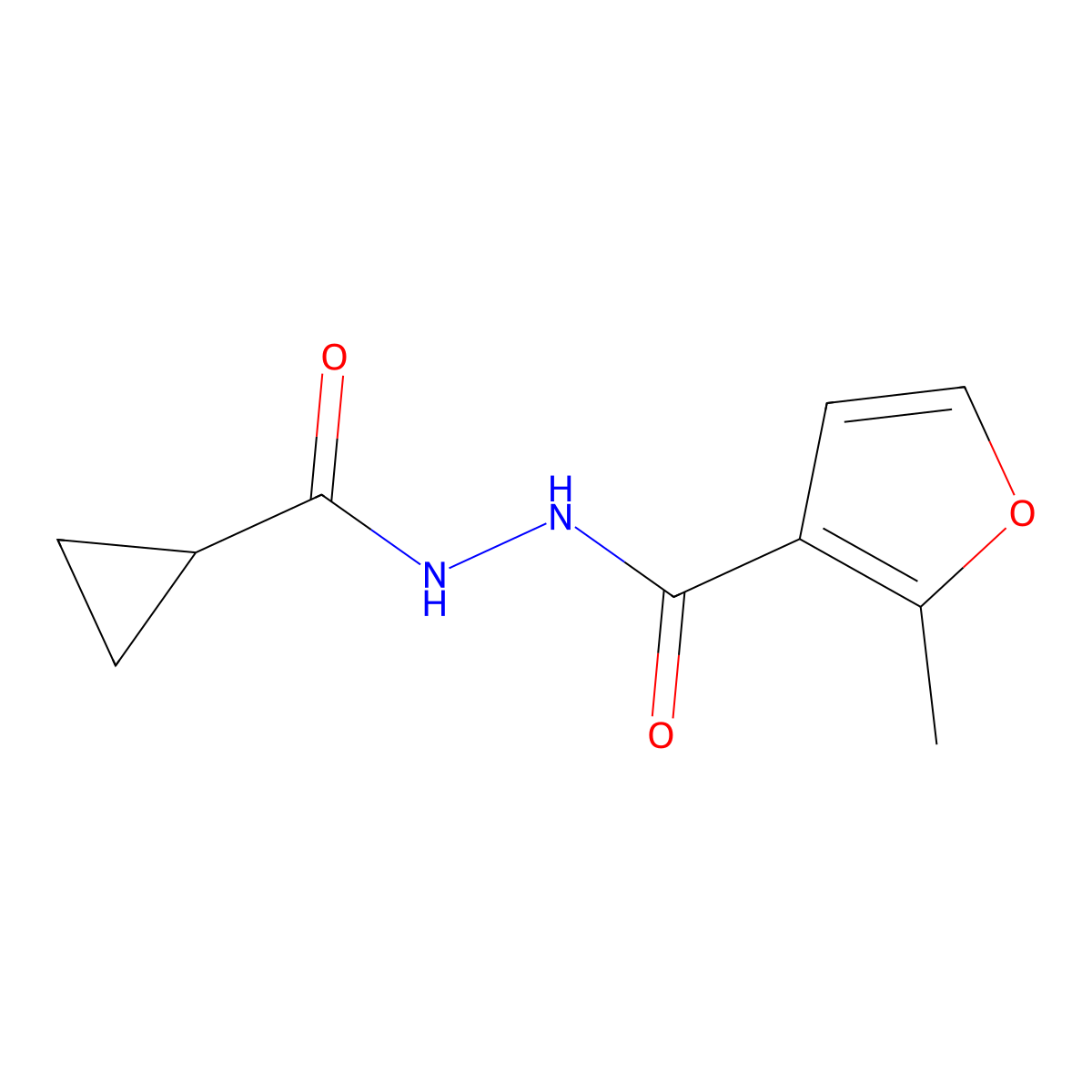 N'-(cyclopropylcarbonyl)-2-methyl-3-furohydrazide molecular structure, CAS 458555-01-6