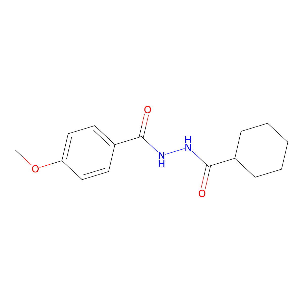 N'-(cyclohexylcarbonyl)-4-methoxybenzohydrazide molecular structure, CAS 458555-21-0