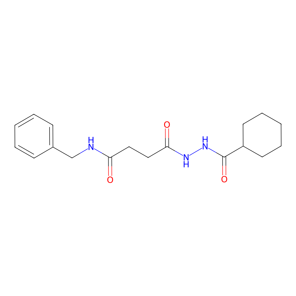 N-benzyl-4-[2-(cyclohexylcarbonyl)hydrazino]-4-oxobutanamide molecular structure, CAS 458555-38-9