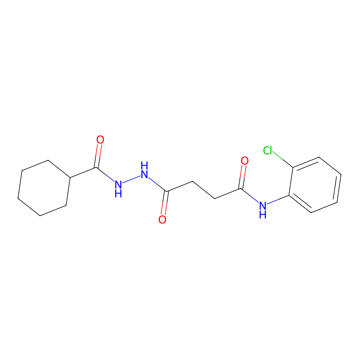N-(2-chlorophenyl)-4-[2-(cyclohexylcarbonyl)hydrazino]-4-oxobutanamide molecular structure, CAS 458555-49-2
