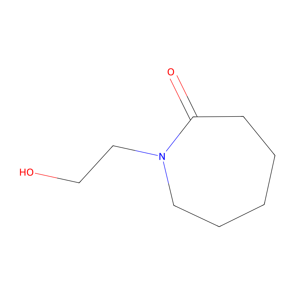 Hydroxyethylcaprolactam molecular structure, CAS 45889-43-8