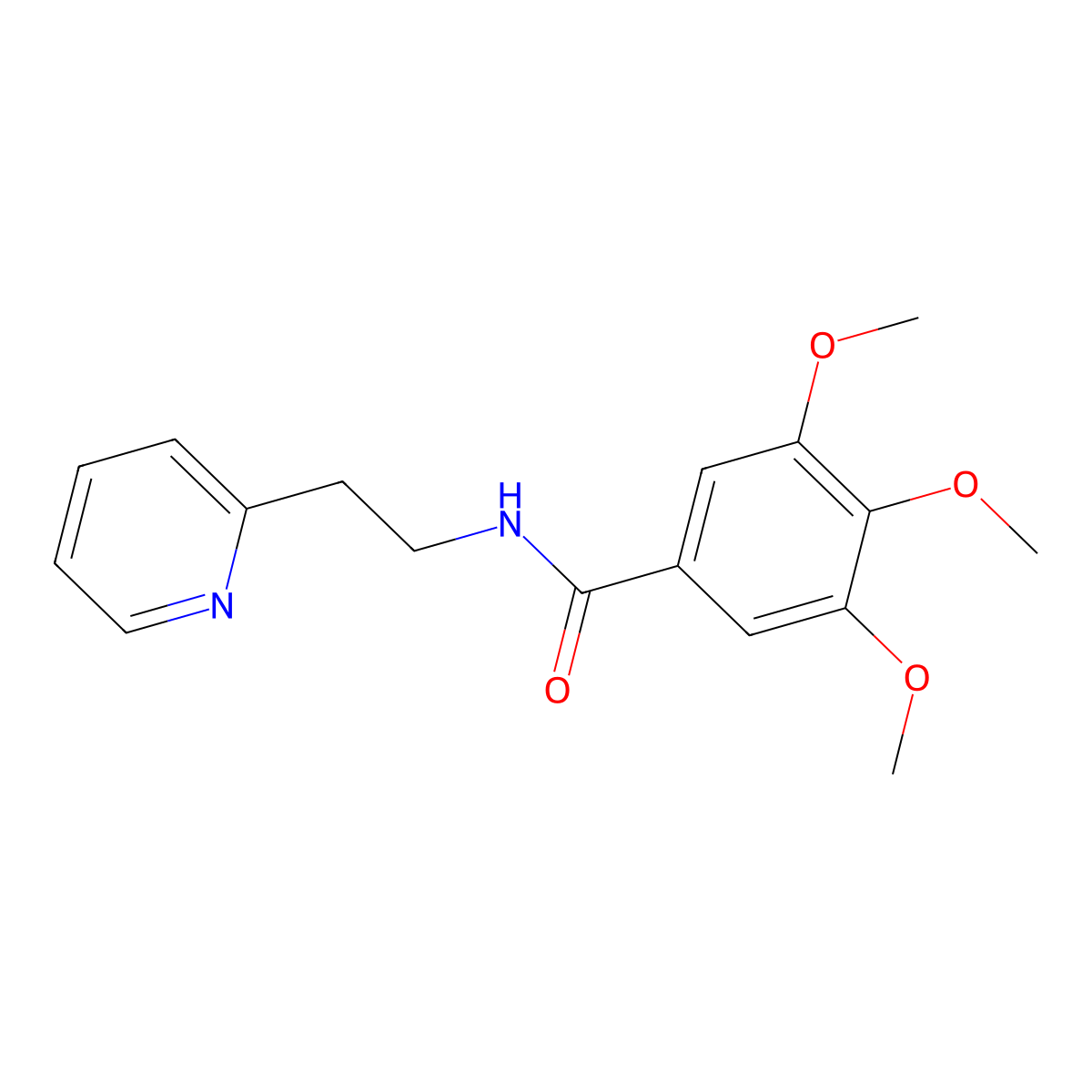 3,4,5-Trimethoxy-N-[2-(2-pyridinyl)ethyl]benzamide molecular structure, CAS 4589-13-3