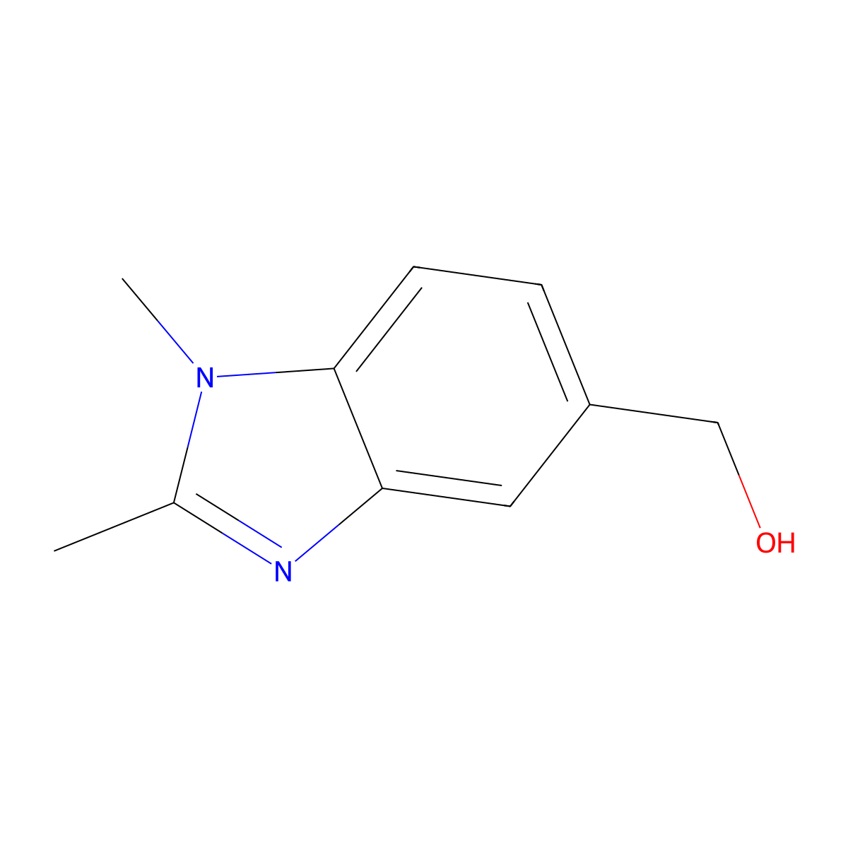 (1,2-Dimethyl-1H-benzo[d]imidazol-5-yl)methanol molecular structure, CAS 4589-66-6