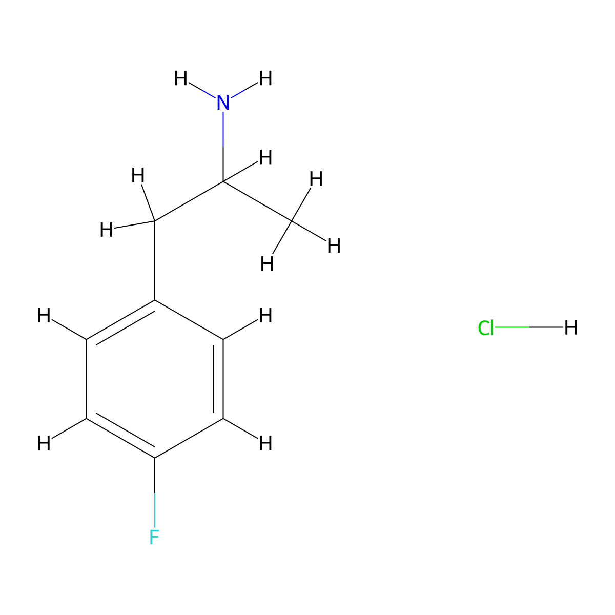 4-Fluoroamphetamine hydrochloride molecular structure, CAS 459-01-8