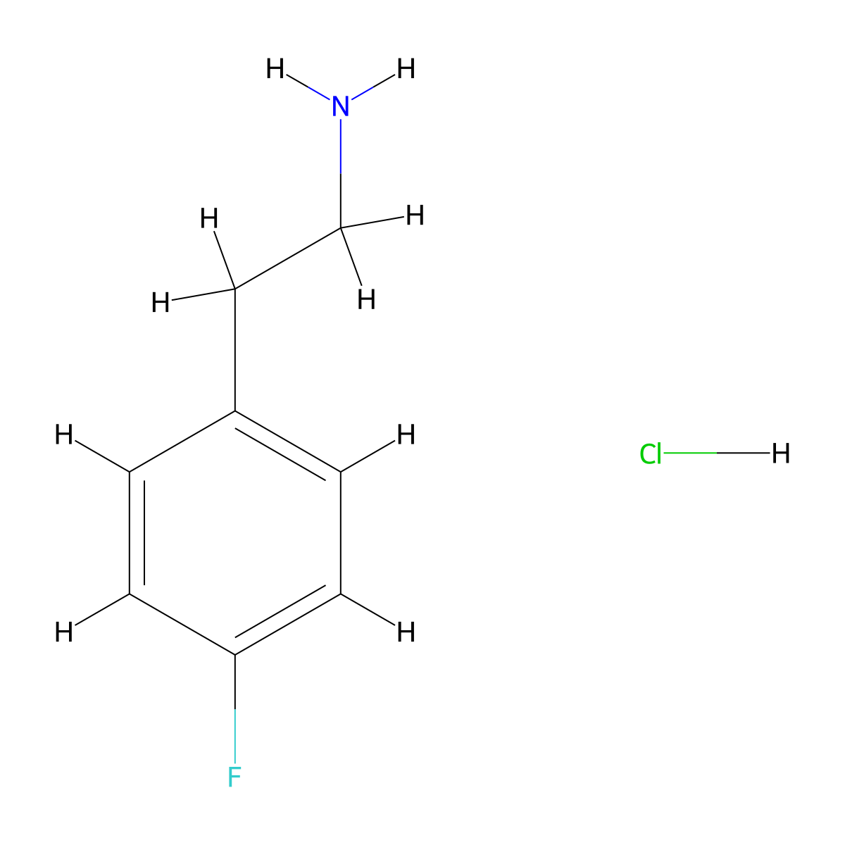 4-Fluorophenethylamine hydrochloride molecular structure, CAS 459-19-8