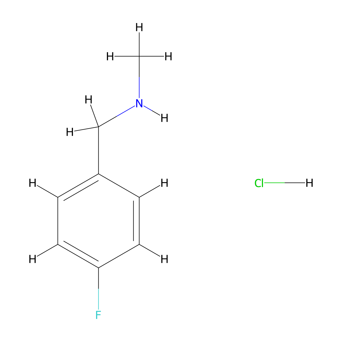 (4-Fluoro-benzyl)-methylamine HCl molecular structure, CAS 459-20-1