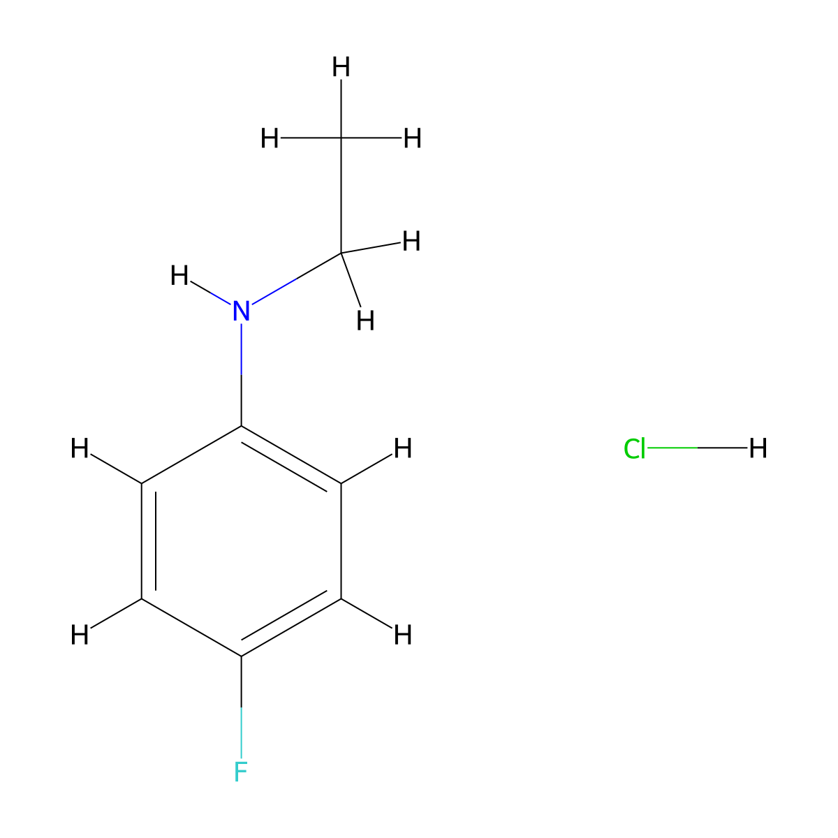 N-ethyl-p-fluoroaniline hydrochloride molecular structure, CAS 459-21-2