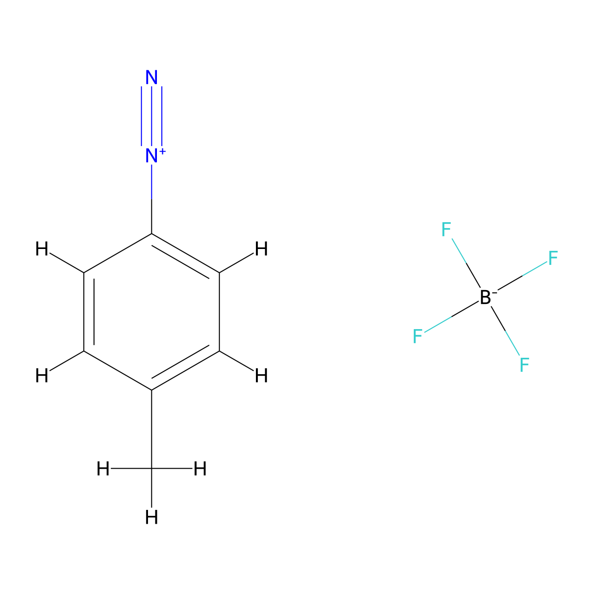 Benzenediazonium, 4-methyl-, tetrafluoroborate(1-) (1:1) molecular structure, CAS 459-44-9