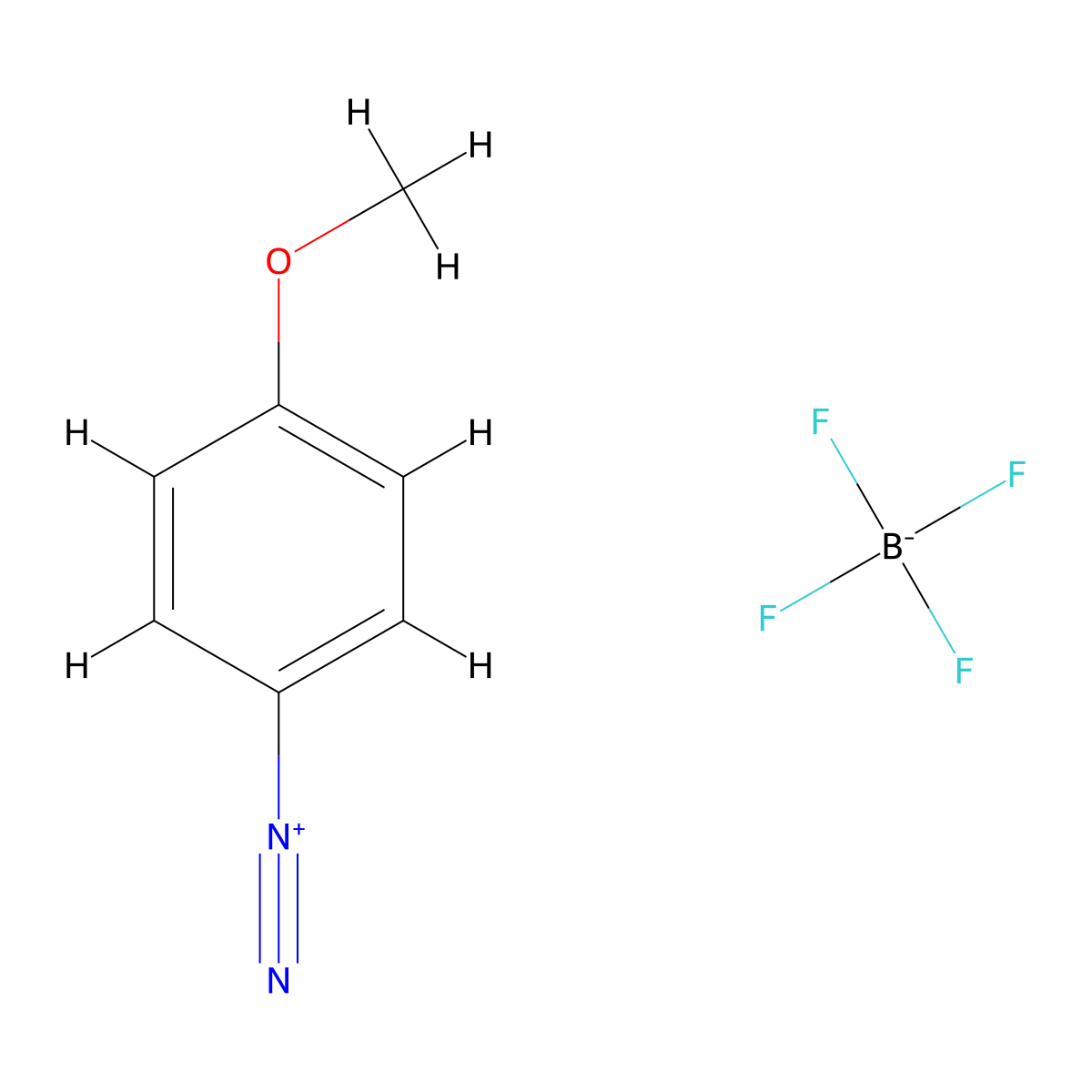 4-Methoxybenzenediazonium tetrafluoroborate molecular structure, CAS 459-64-3