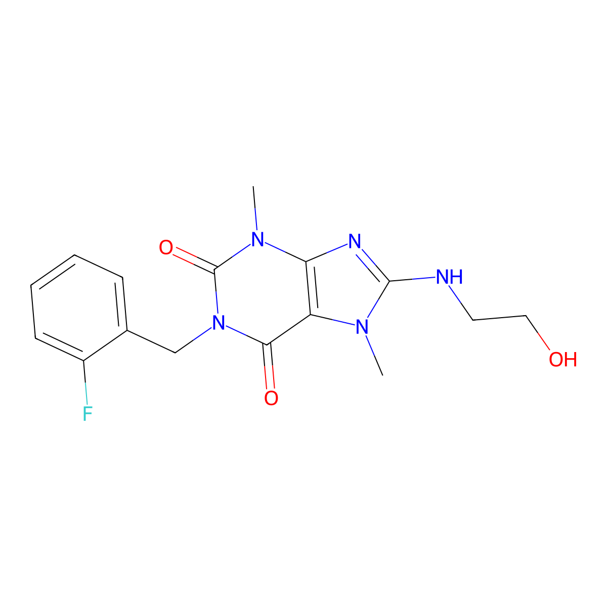 1-(2-fluorobenzyl)-8-[(2-hydroxyethyl)amino]-3,7-dimethyl-3,7-dihydro-1H-purine-2,6-dione molecular structure, CAS 4591-66-6