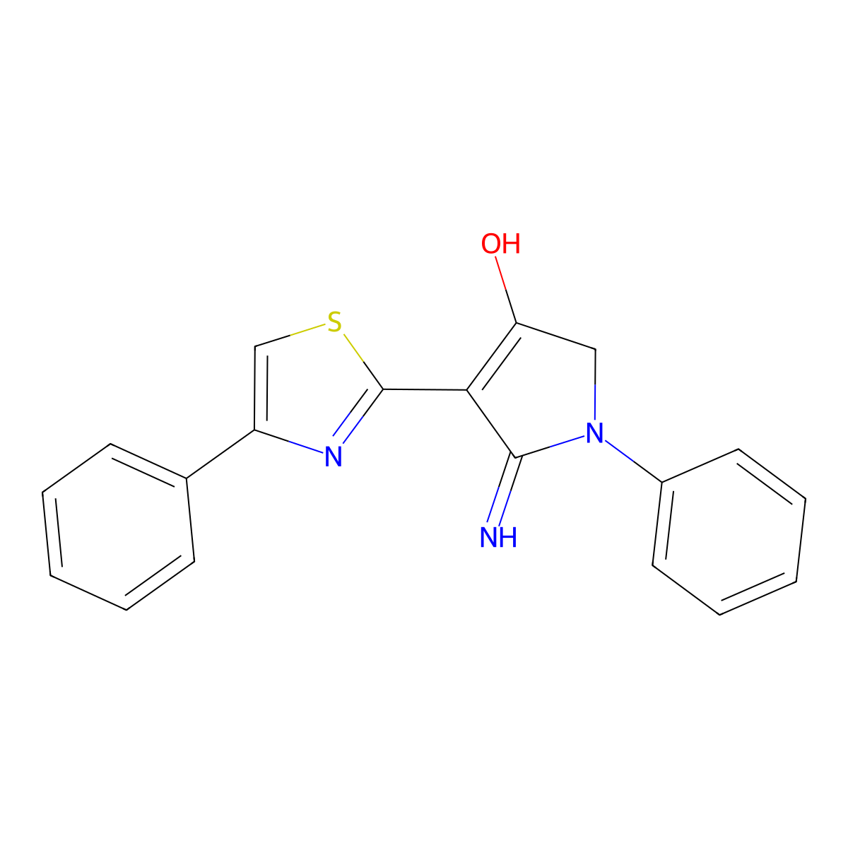 5-amino-1-phenyl-4-(4-phenyl-1,3-thiazol-2-yl)-1,2-dihydro-3H-pyrrol-3-one molecular structure, CAS 459127-53-8
