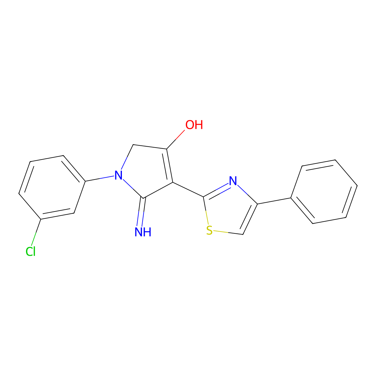 5-amino-1-(3-chlorophenyl)-4-(4-phenyl-1,3-thiazol-2-yl)-1,2-dihydro-3H-pyrrol-3-one molecular structure, CAS 459127-61-8