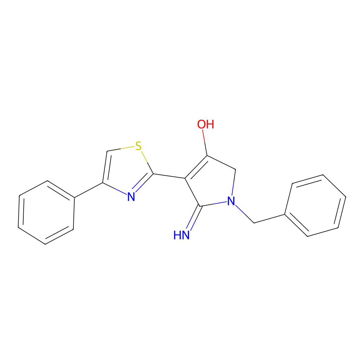 5-amino-1-benzyl-4-(4-phenyl-1,3-thiazol-2-yl)-1,2-dihydro-3H-pyrrol-3-one molecular structure, CAS 459127-63-0