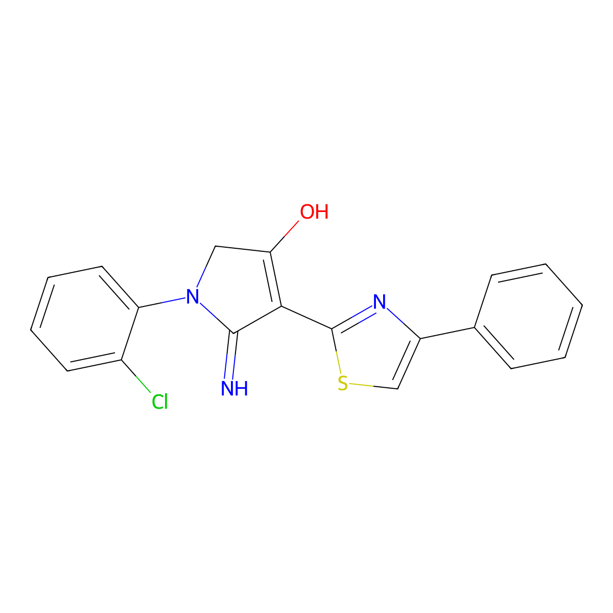 5-amino-1-(2-chlorophenyl)-4-(4-phenyl-1,3-thiazol-2-yl)-1,2-dihydro-3H-pyrrol-3-one molecular structure, CAS 459127-65-2