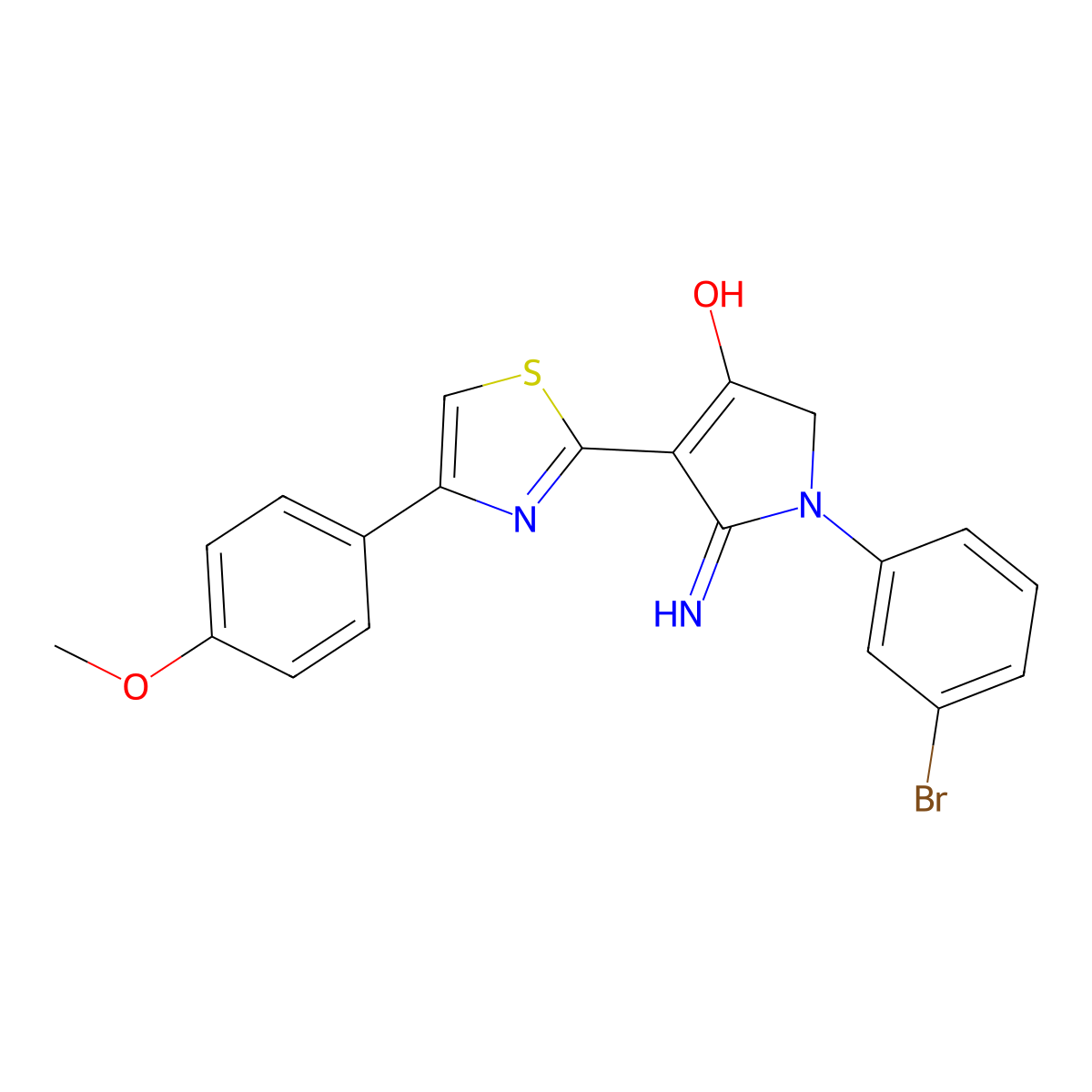 5-amino-1-(3-bromophenyl)-4-[4-(4-methoxyphenyl)-1,3-thiazol-2-yl]-1,2-dihydro-3H-pyrrol-3-one molecular structure, CAS 459128-10-0