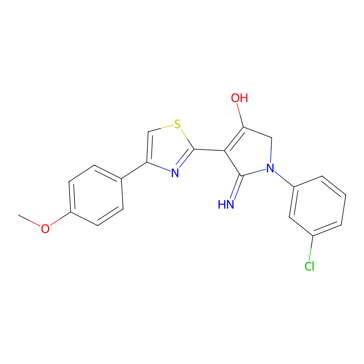 1-(3-chlorophenyl)-5-imino-4-[4-(4-methoxyphenyl)-1,3-thiazol-2-yl]-2,5-dihydro-1H-pyrrol-3-ol molecular structure, CAS 459128-11-1