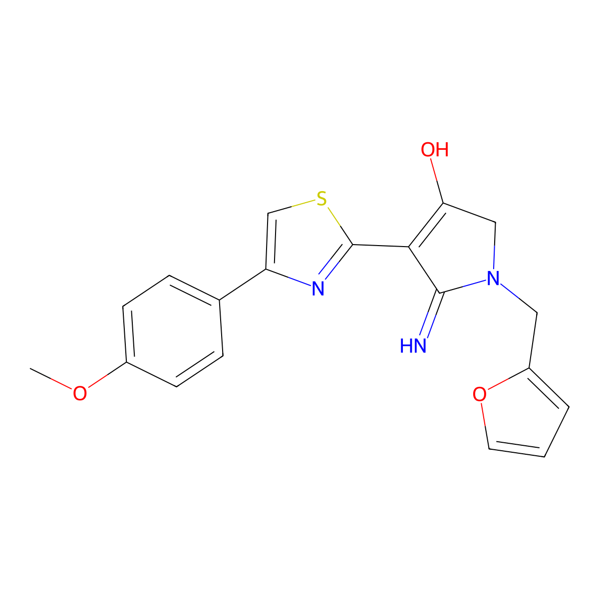 5-amino-1-(2-furylmethyl)-4-[4-(4-methoxyphenyl)-1,3-thiazol-2-yl]-1,2-dihydro-3H-pyrrol-3-one molecular structure, CAS 459128-12-2