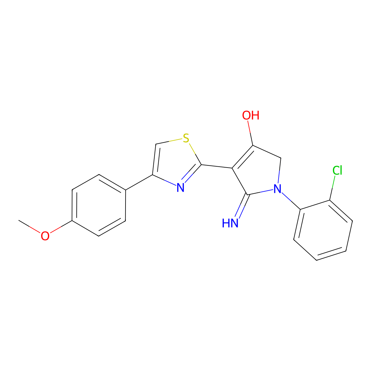 5-amino-1-(2-chlorophenyl)-4-[4-(4-methoxyphenyl)-1,3-thiazol-2-yl]-1,2-dihydro-3H-pyrrol-3-one molecular structure, CAS 459128-15-5