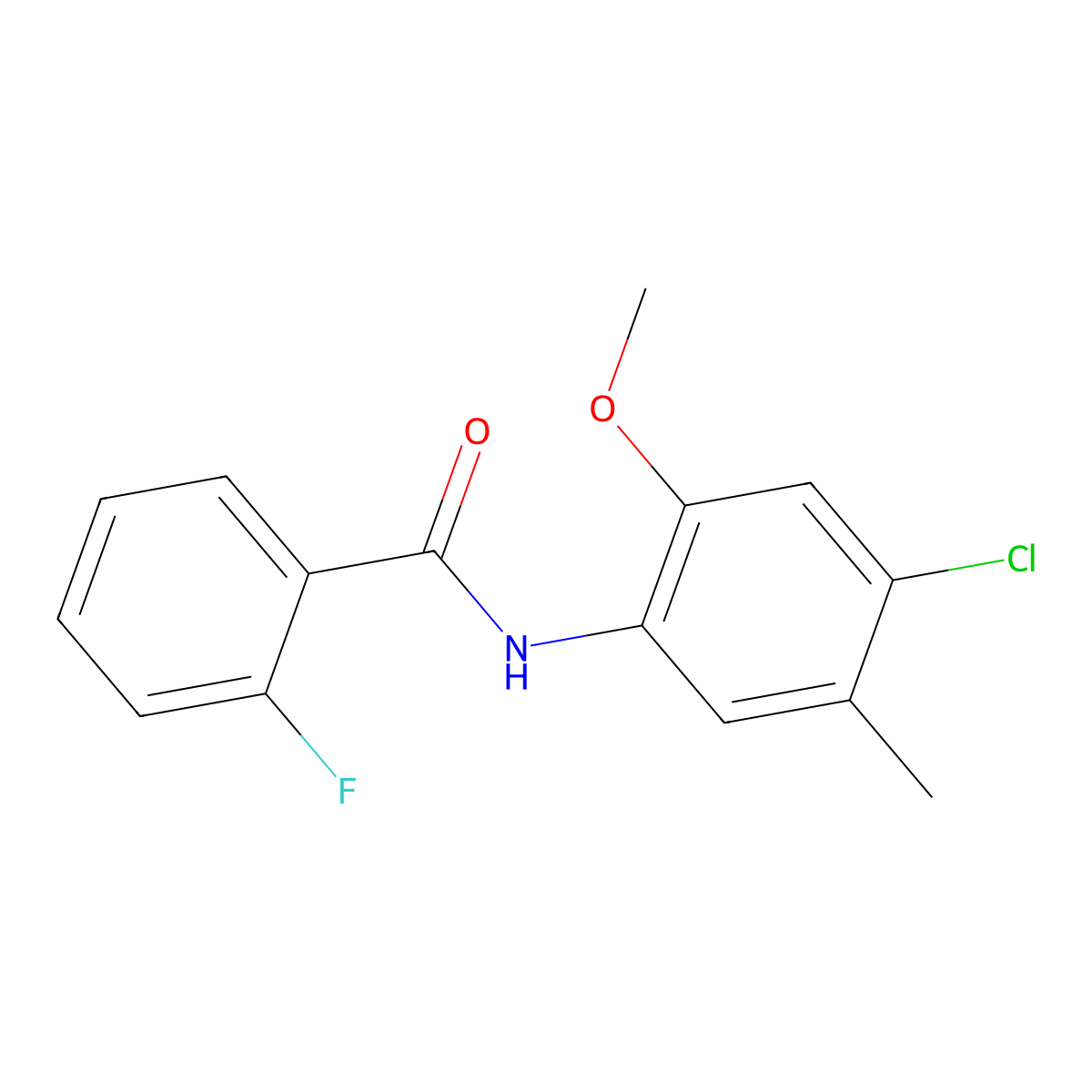 N-(4-chloro-2-methoxy-5-methylphenyl)-2-fluorobenzamide molecular structure, CAS 459130-62-2