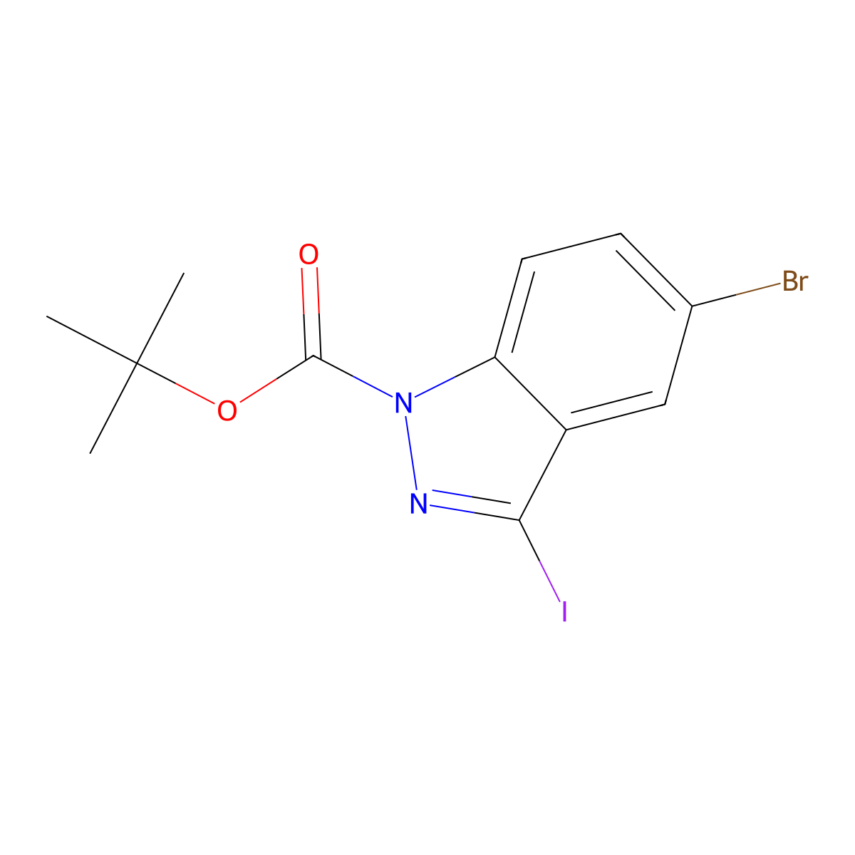 tert-Butyl 5-bromo-3-iodo-1H-indazole-1-carboxylate molecular structure, CAS 459133-68-7