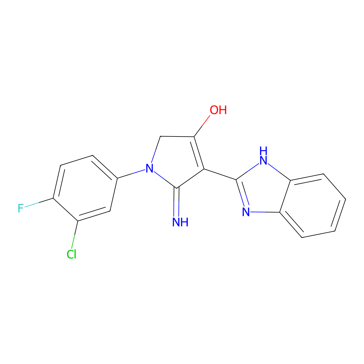 5-amino-4-(1H-benzimidazol-2-yl)-1-(3-chloro-4-fluorophenyl)-1,2-dihydro-3H-pyrrol-3-one molecular structure, CAS 459138-14-8