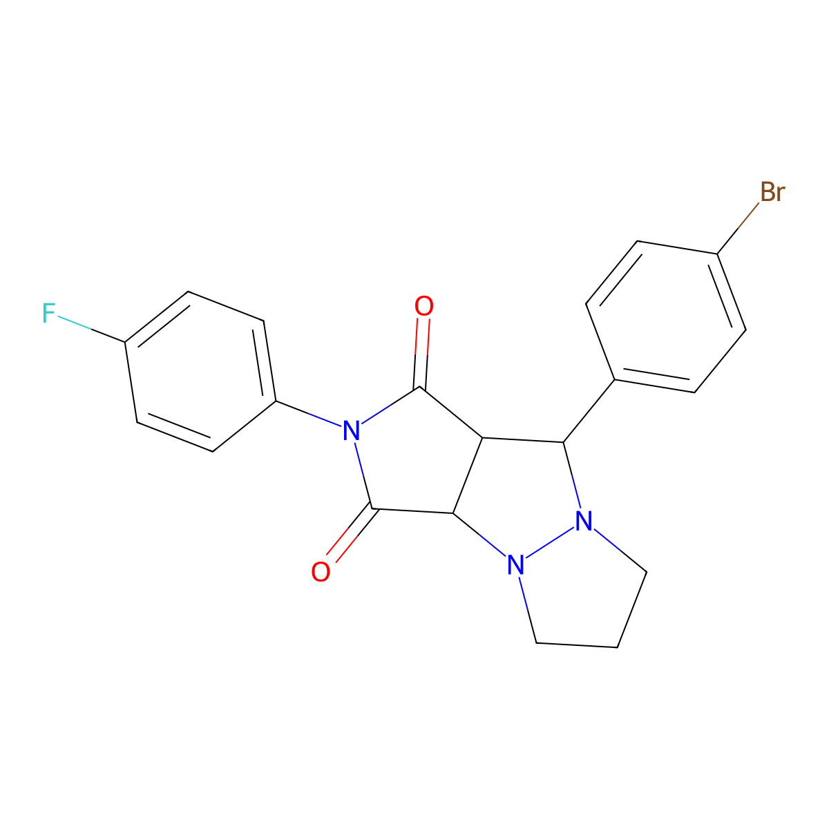 9-(4-bromophenyl)-2-(4-fluorophenyl)hexahydro-1H-pyrazolo[1,2-a]pyrrolo[3,4-c]pyrazole-1,3(2H)-dione molecular structure, CAS 459147-16-1