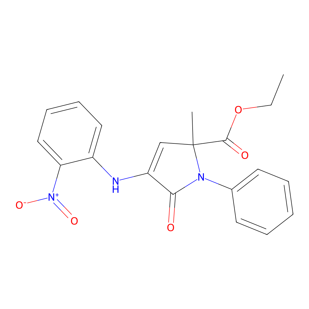 Ethyl 2-methyl-4-(2-nitroanilino)-5-oxo-1-phenylpyrrole-2-carboxylate molecular structure, CAS 459147-44-5