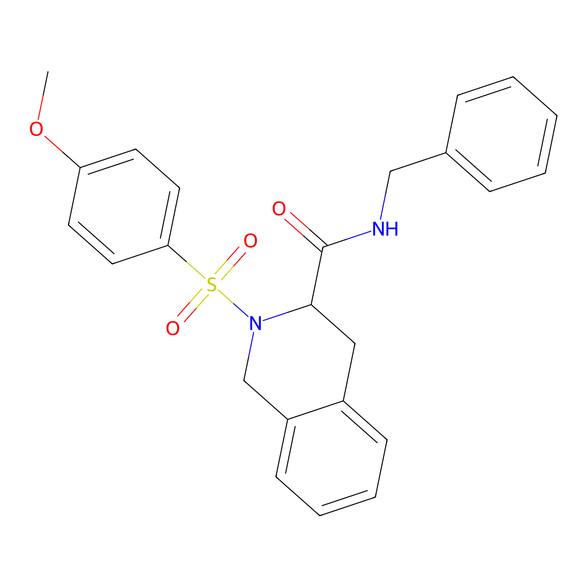 N-benzyl-2-(4-methoxyphenyl)sulfonyl-3,4-dihydro-1H-isoquinoline-3-carboxamide molecular structure, CAS 459147-81-0