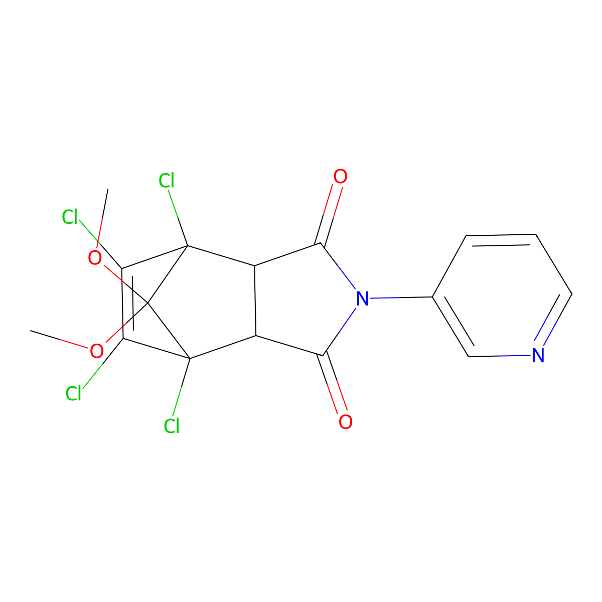 4,5,6,7-tetrachloro-8,8-dimethoxy-2-(pyridin-3-yl)-3a,4,7,7a-tetrahydro-1H-4,7-methanoisoindole-1,3(2H)-dione molecular structure, CAS 459150-28-8