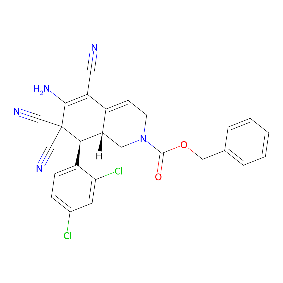 benzyl 6-amino-5,7,7-tricyano-8-(2,4-dichlorophenyl)-3,7,8,8a-tetrahydro-2(1H)-isoquinolinecarboxylate molecular structure, CAS 459150-86-8