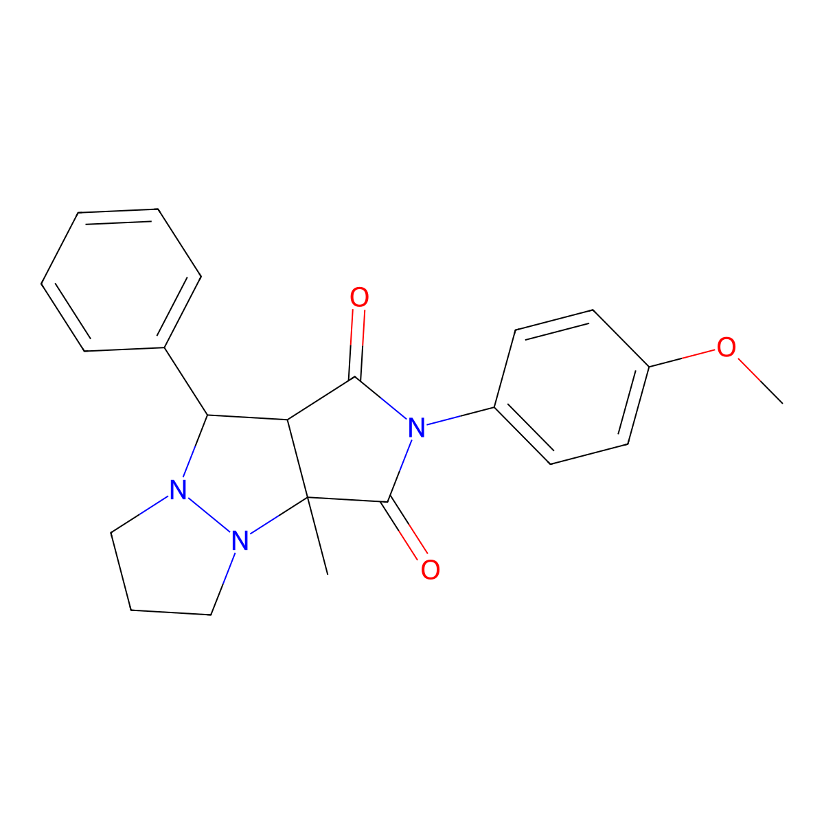 2-(4-methoxyphenyl)-3a-methyl-9-phenylhexahydro-1H-pyrazolo[1,2-a]pyrrolo[3,4-c]pyrazole-1,3(2H)-dione molecular structure, CAS 459150-90-4