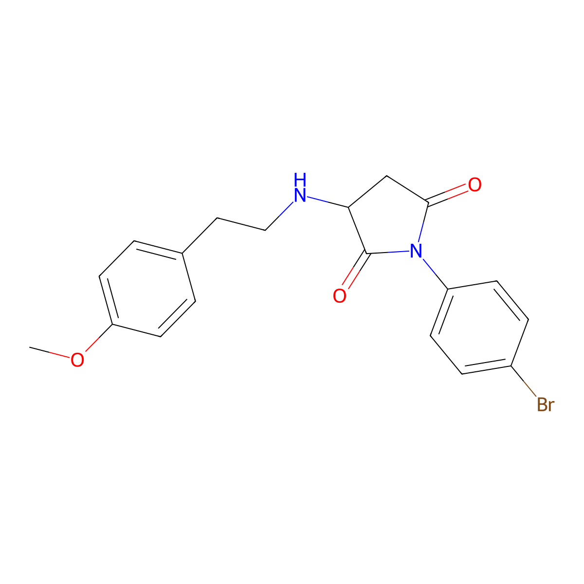 1-(4-Bromophenyl)-3-[2-(4-methoxyphenyl)ethylamino]pyrrolidine-2,5-dione molecular structure, CAS 459150-96-0