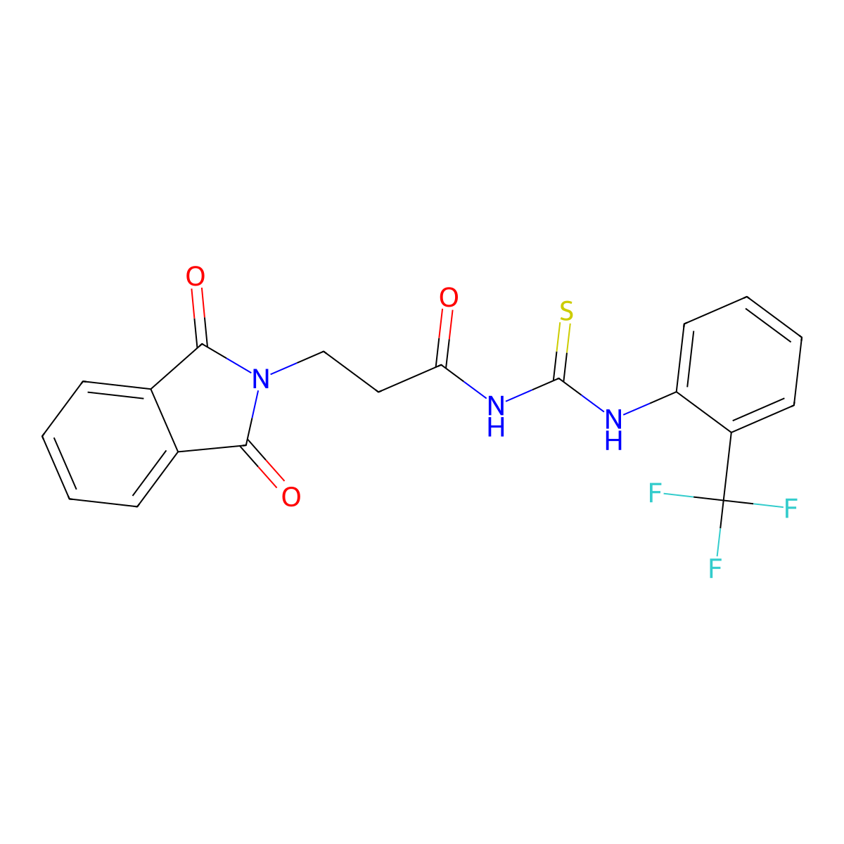 3-(1,3-dioxoisoindol-2-yl)-N-[[2-(trifluoromethyl)phenyl]carbamothioyl]propanamide molecular structure, CAS 459152-29-5