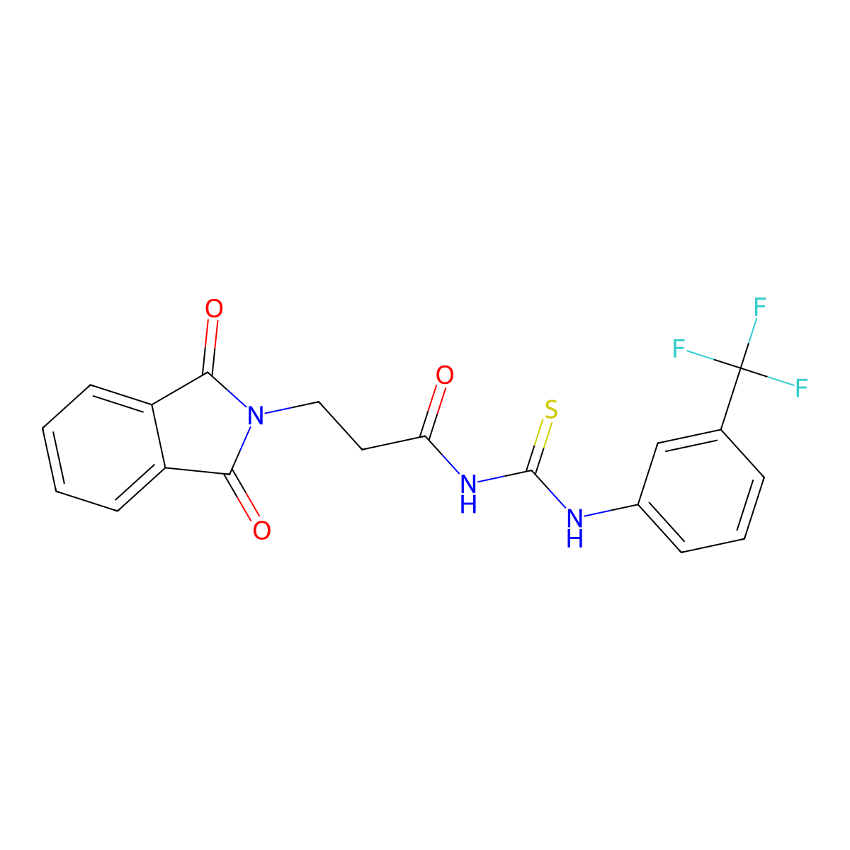 3-(1,3-dioxoisoindol-2-yl)-N-[[3-(trifluoromethyl)phenyl]carbamothioyl]propanamide molecular structure, CAS 459152-30-8