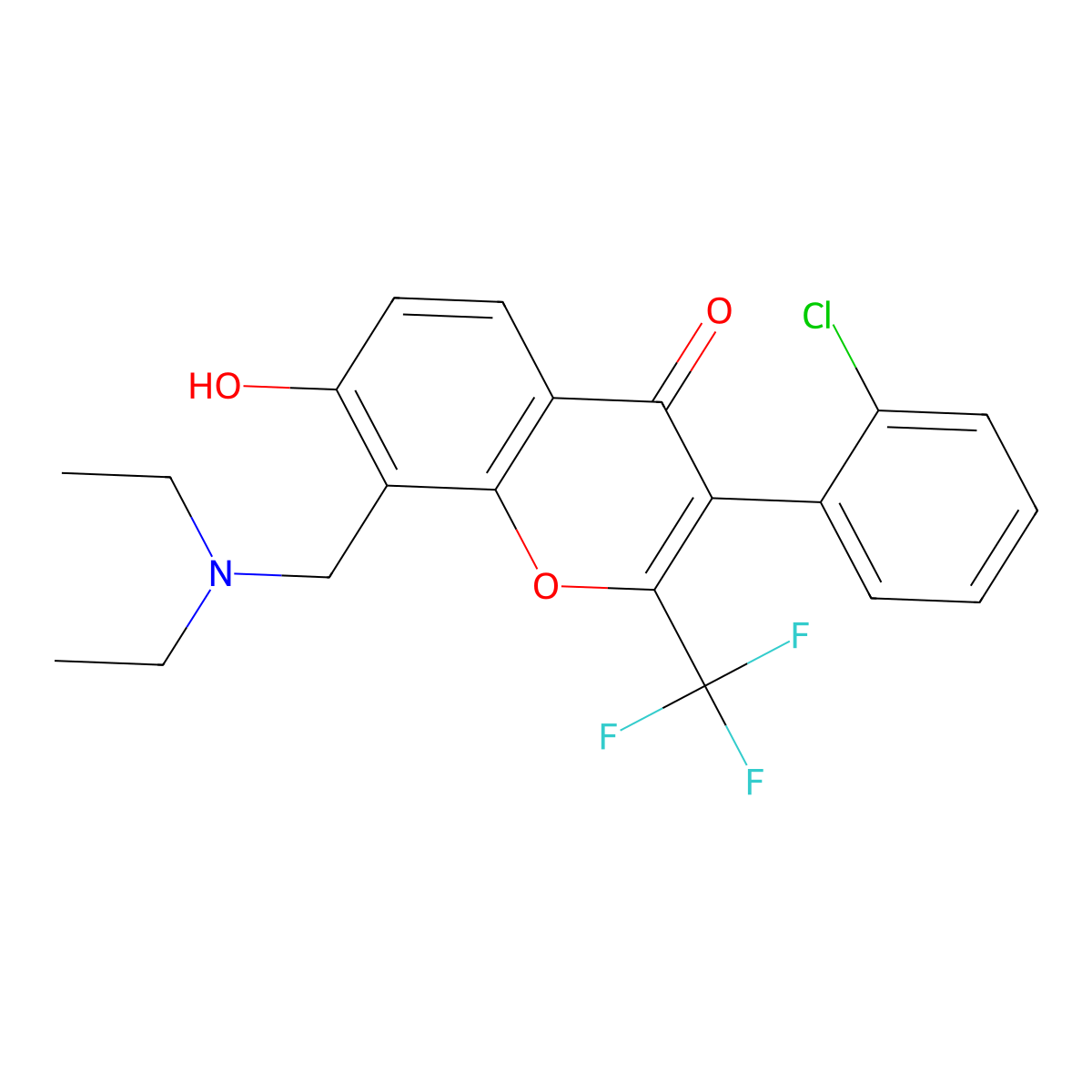 3-(2-chlorophenyl)-8-[(diethylamino)methyl]-7-hydroxy-2-(trifluoromethyl)-4H-chromen-4-one molecular structure, CAS 459152-43-3