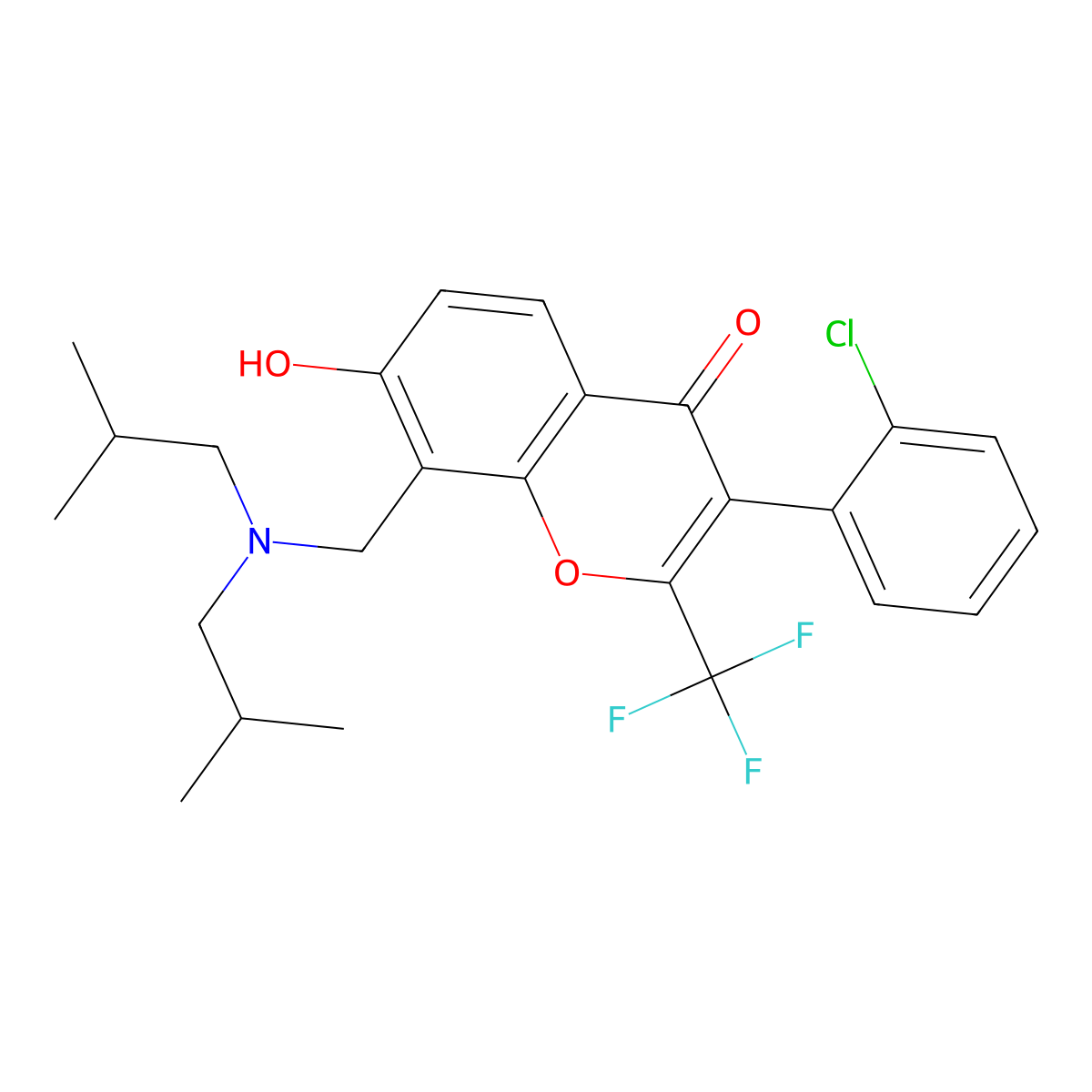 3-(2-chlorophenyl)-8-[(diisobutylamino)methyl]-7-hydroxy-2-(trifluoromethyl)-4H-chromen-4-one molecular structure, CAS 459152-44-4