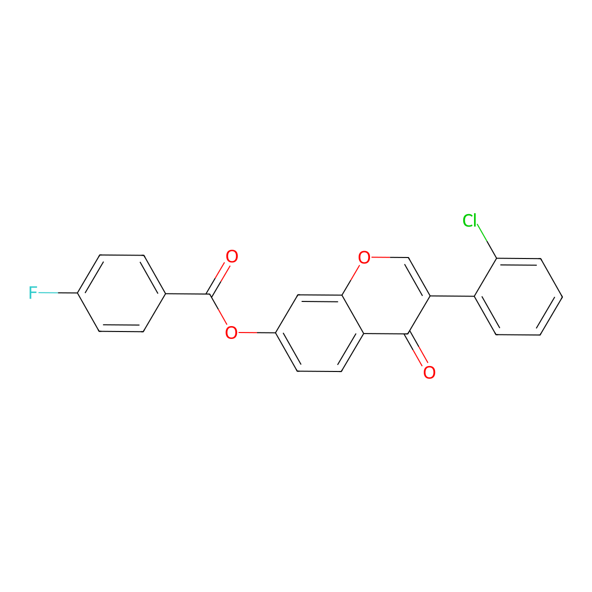 3-(2-chlorophenyl)-4-oxo-4H-chromen-7-yl 4-fluorobenzoate molecular structure, CAS 459153-17-4