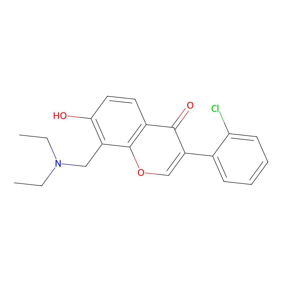 3-(2-chlorophenyl)-8-[(diethylamino)methyl]-7-hydroxy-4H-chromen-4-one molecular structure, CAS 459153-19-6