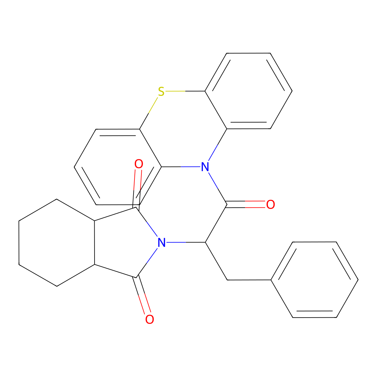 2-[1-benzyl-2-oxo-2-(10H-phenothiazin-10-yl)ethyl]hexahydro-1H-isoindole-1,3(2H)-dione molecular structure, CAS 459153-41-4